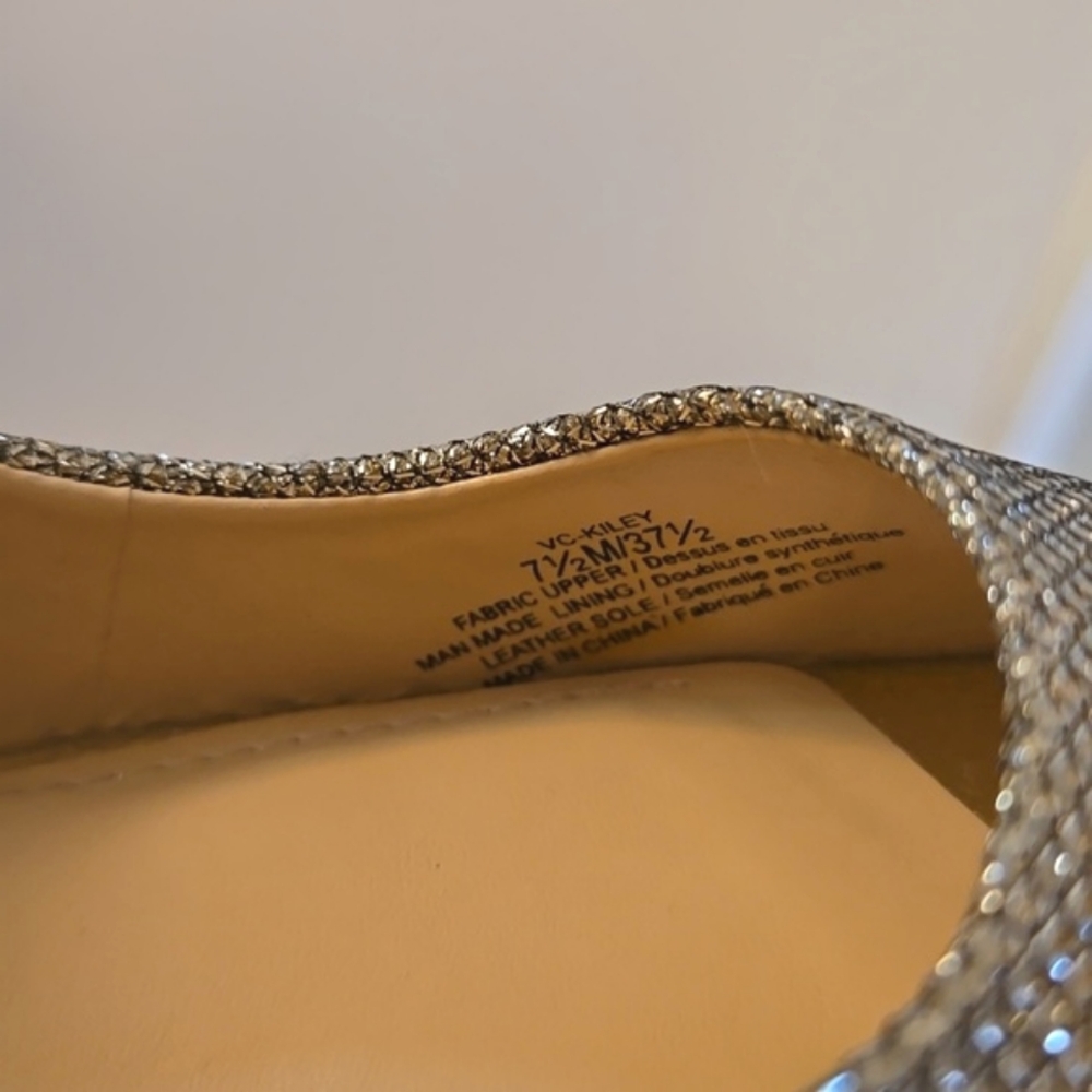 Vince Camuto Kiley Peep Toe Flash Gold Glitter Heels 7.5 EUC - Picture 10 of 12
